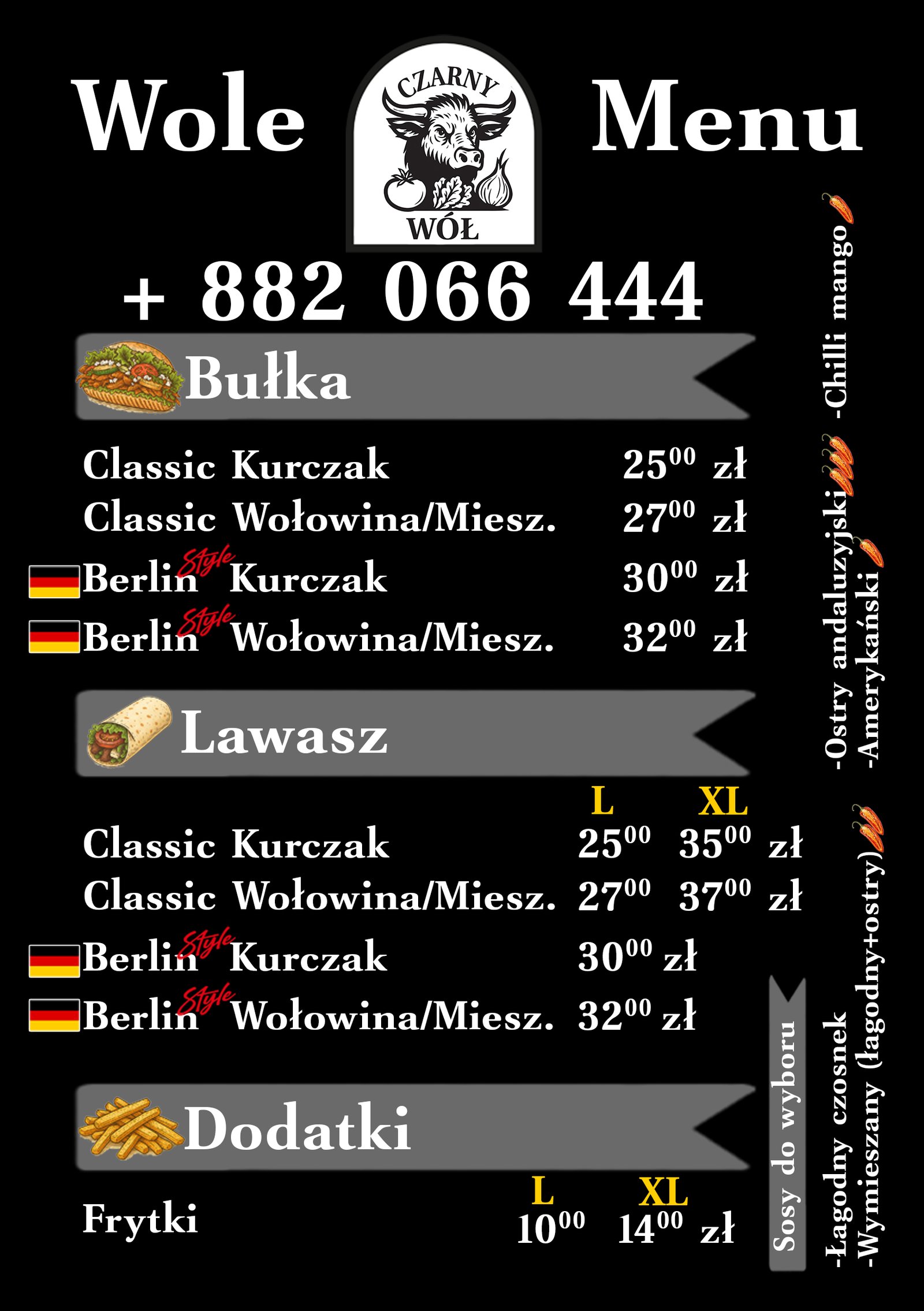 Menu Czarny Wół - kebab Rzeszów, gemüse, lawasz i rzemieślniczy Berlin style kebab, strona 1